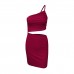Amazon cross-border design sense, small number, one shoulder drawstring dress, female summer hollow bag hip sling dress Amazon cross-border design sense, small number, one shoulder drawstring dress, female summer hollow bag hip sling dress