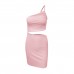 Amazon cross-border design sense, small number, one shoulder drawstring dress, female summer hollow bag hip sling dress Amazon cross-border design sense, small number, one shoulder drawstring dress, female summer hollow bag hip sling dress