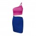 Amazon cross-border design sense, small number, one shoulder drawstring dress, female summer hollow bag hip sling dress Amazon cross-border design sense, small number, one shoulder drawstring dress, female summer hollow bag hip sling dress